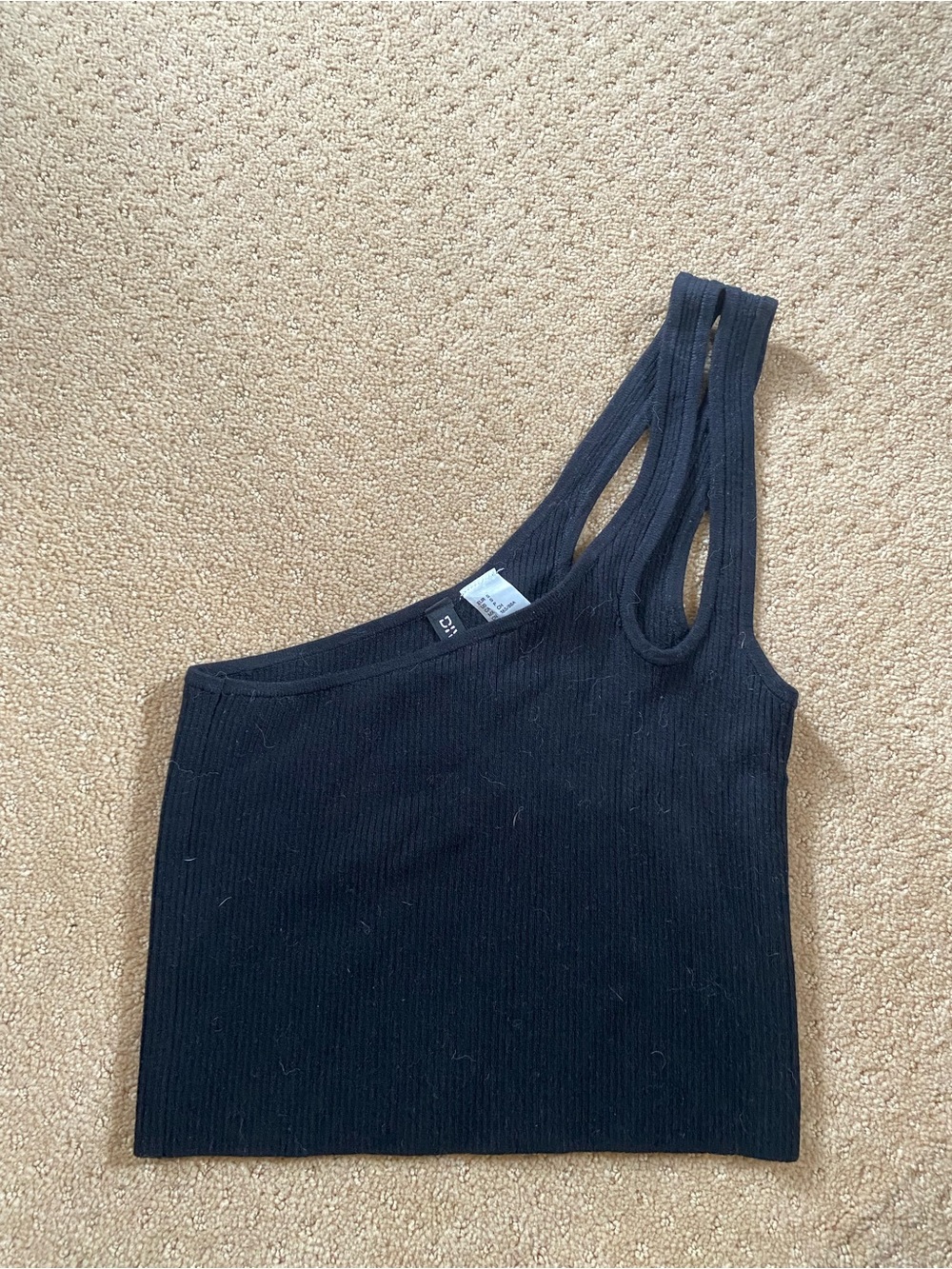 H&M Black Ribbed One-Shoulder Crop Top